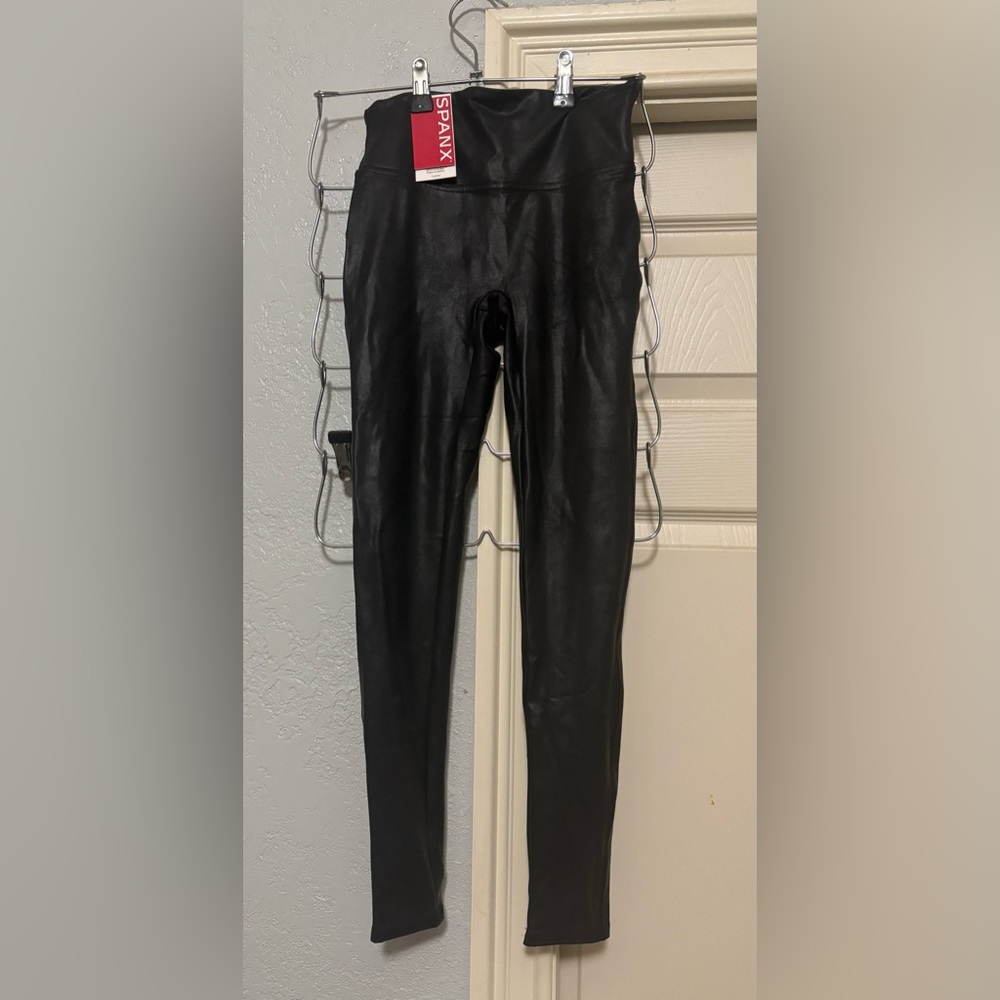 SPANX Shiny Black Faux Leather Leggings